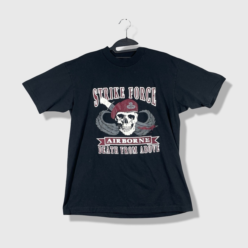 Strike Force Airborne T Shirt Mens L Vintage Military Death From Above Skull